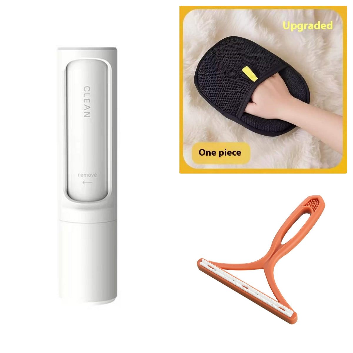 2-1 Reusable Pet Hair Remover Brush Lint Roller Portable Brush Beauty dealsniper-net White Set