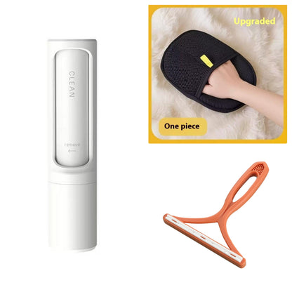 2-1 Reusable Pet Hair Remover Brush Lint Roller Portable Brush Beauty dealsniper-net White Set