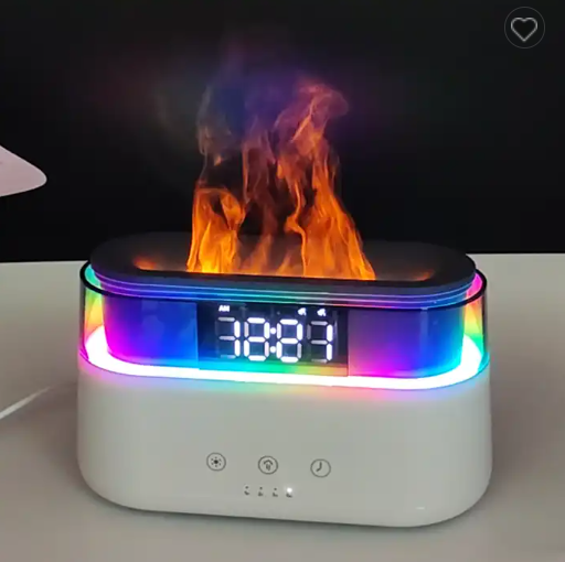 Elegant Alarm Clock Oil Diffuser Innovative Simulation Flame Humidifier