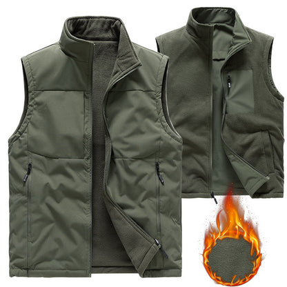 Men's Double-sided Fleece Vest Winter Warm Loose Sleeveless