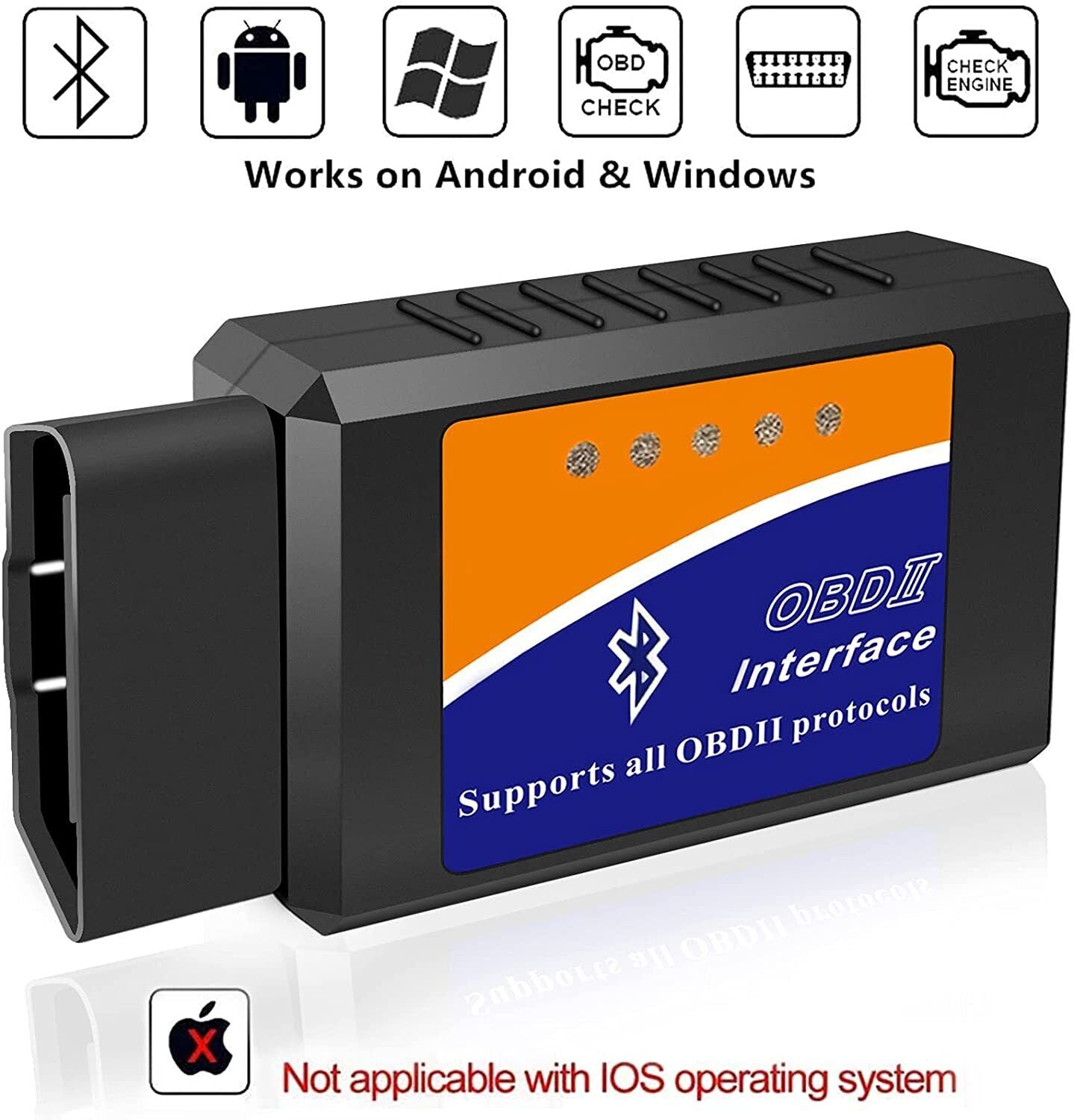 Bluetooth OBD2 OBDII Car Diagnostic Scanner Tool Check Engine Fault Code Reader Vehicle dealsniper-net Multicolor