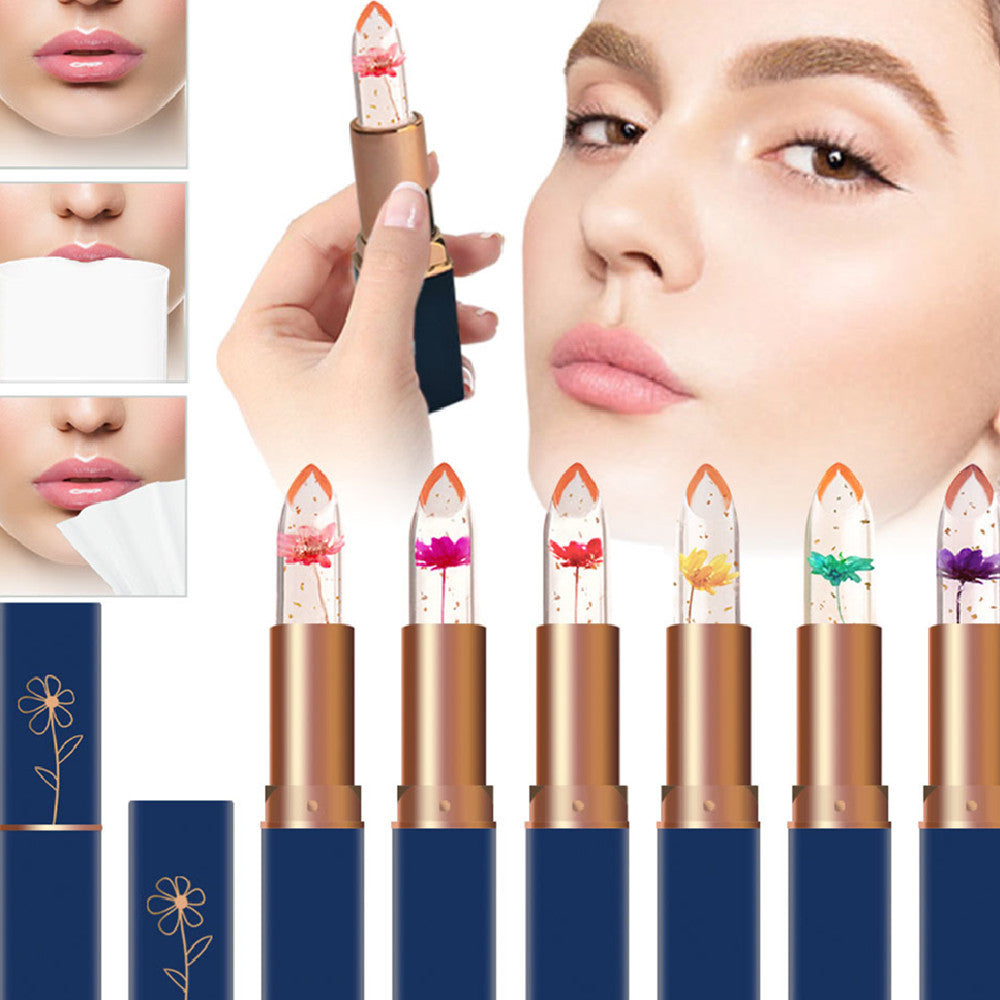 Dark Blue Tube Crystal Transparent Jelly Lipstick Gold Foil Beauty dealsniper-net