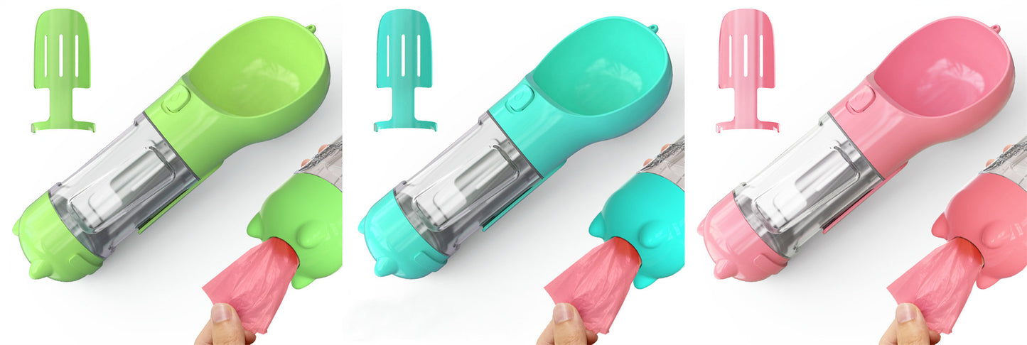 Pet Water Bottle Feeder Bowl Garbage Bag Storage Pets Gym From House Green blue pink 300ml