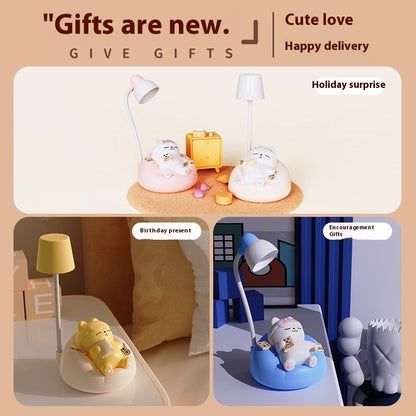 Creative Sleeping Cat Small Night Lamp Night Charging Pat Lamp Home Decor Gym From House