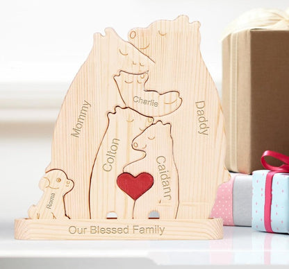 Wooden Hug Bear Pet Family Puzzle Set Hobby Gym From House 5 pets