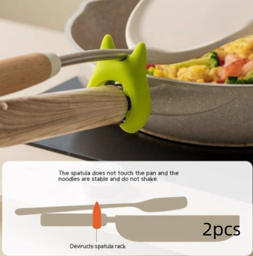 Multifunctional Spatula Holder Silicone Anti-overflow Spoon Holder Kitchen dealsniper-net Green Truner Frame 2PCS