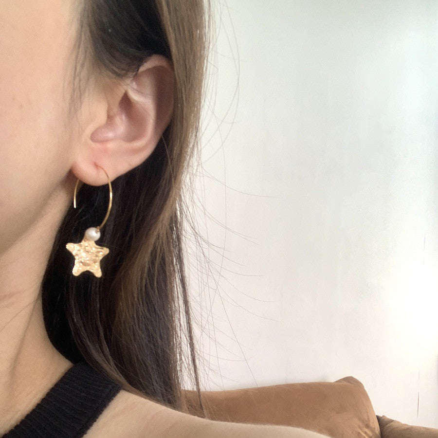 Fantastic Niche Five-pointed Star Pearl Earrings For Women Jewelry dealsniper-net