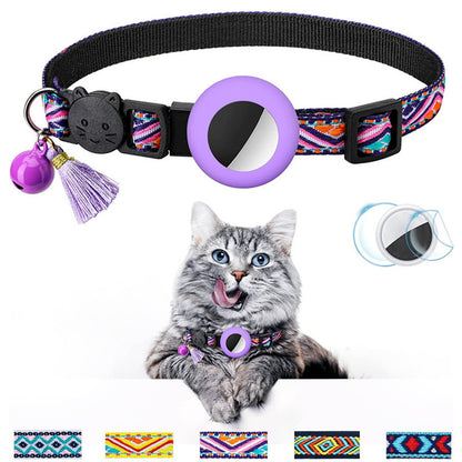 Pet Collar Geometric Pattern Cat With Bell Pets dealsniper-net Purple