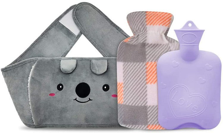 Winter Water Bottle Belt Large Hand Warmer Cute Animal Hot Water Health Gym From House Purple bag