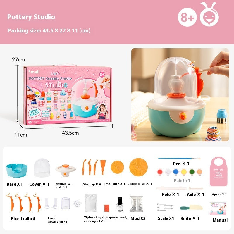 Children's Potter's Wheel Electric Clay Turntable Handmade Diy Toy Kids DealSniper.net Onshine Pottery Studio