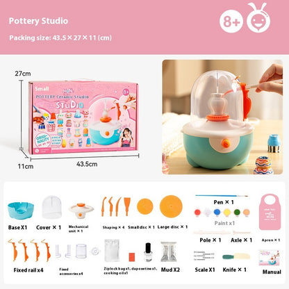 Children's Potter's Wheel Electric Clay Turntable Handmade Diy Toy Kids DealSniper.net Onshine Pottery Studio