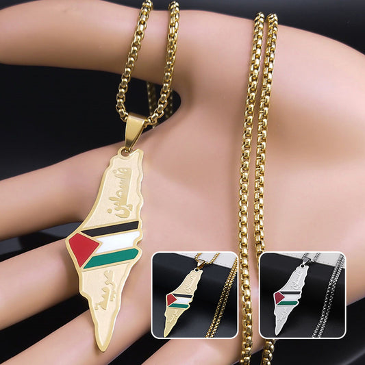 Palestine Israel Map Pendant Necklaces Jewelry dealsniper-net