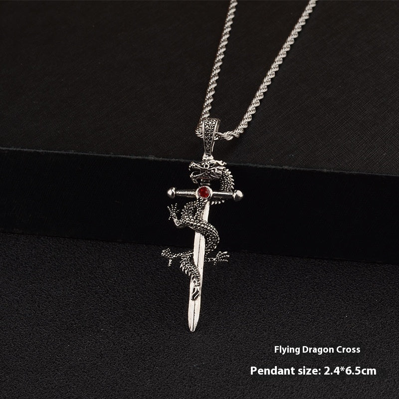 Fashion Jewelry Dragon Sword Pendant Necklace Jewelry Gym From House Dragon Cross