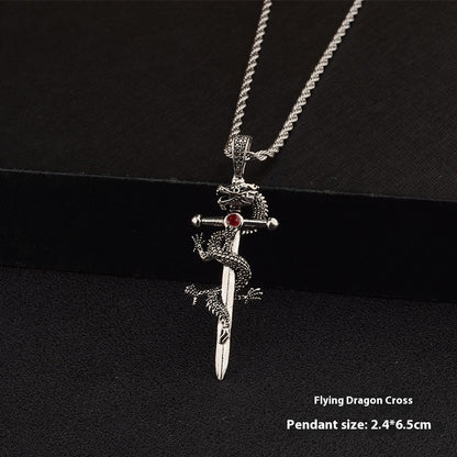 Fashion Jewelry Dragon Sword Pendant Necklace Jewelry Gym From House Dragon Cross