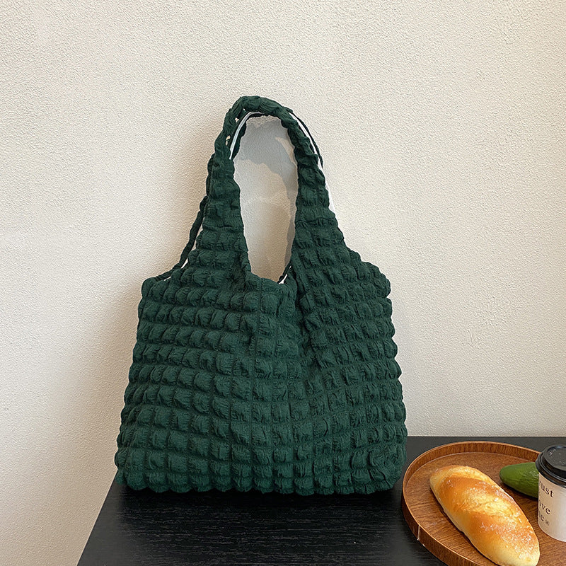 Cute Pleated Puff Shouder Bag Women Large-capacity Cloud Armpit Bag Winter Fashion Handbags Girls Women DealSniper.net Green