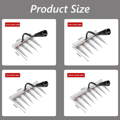 4 PCS Iron Rake, Garden Rake, Iron Rake The Heavy-Duty Iron Weeding Rake, Iron Rake Weeder With Handle, Iron Hoe Rake For Backyard Gardening Weeding Loosening Farm Planting - 4, 5, 6, 7 Tines Garden dealsniper-net 4pcs