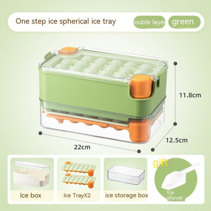 Ice Cube Mold Household Ice Hockey Storage Box Kitchen DealSniper.net Green Double Layer