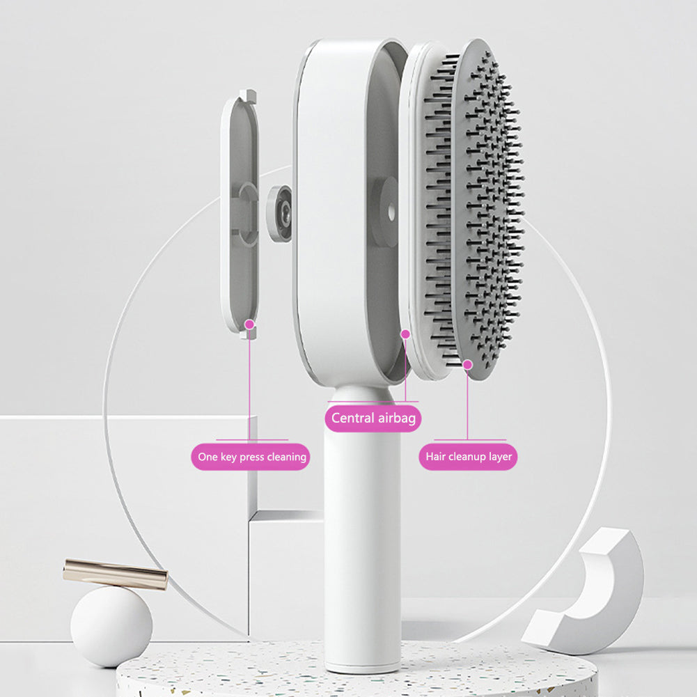 Self Cleaning Hair Brush For Women One-key Cleaning Hair Loss Airbag Massage Scalp Comb Anti-Static Hairbrush Beauty DealSniper.net