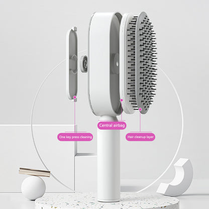 Self Cleaning Hair Brush For Women One-key Cleaning Hair Loss Airbag Massage Scalp Comb Anti-Static Hairbrush Beauty DealSniper.net