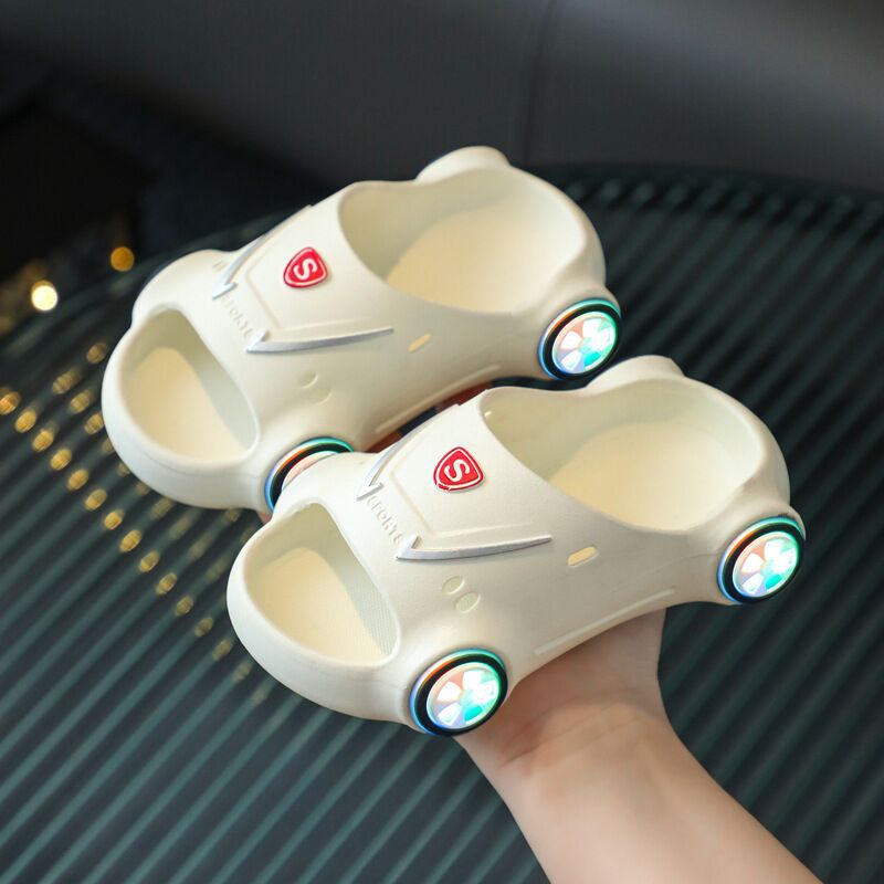 Kids Glowing Slippers Cartoon Car Sandals Children Sandals Anti Slip Boys Girls Luminous Slippers Summer Beach Shoes Kids dealsniper-net White 20or21