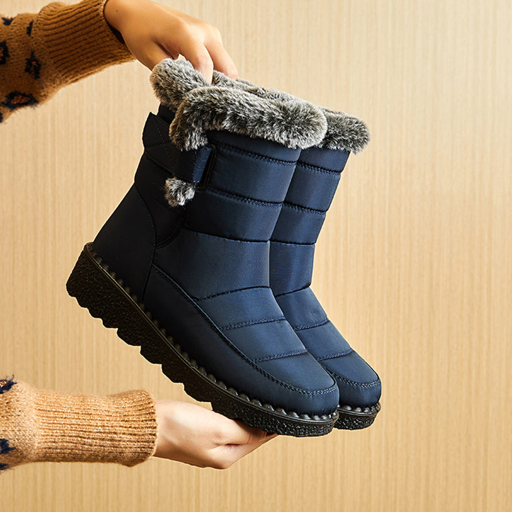 Snow Boots Winter Warm Hook And Loop Fastener Plush Shoes Women null Blue 35