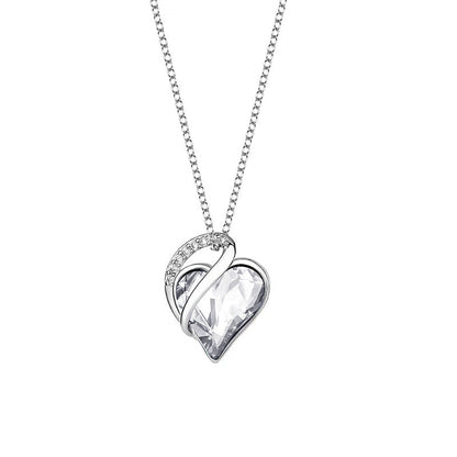 925 Sliver Heart Shaped Geometric Necklace Jewelry Jewelry dealsniper-net White