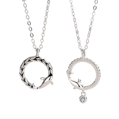 S925 Sterling Silver Fish Pendant Necklace Jewelry Gym From House