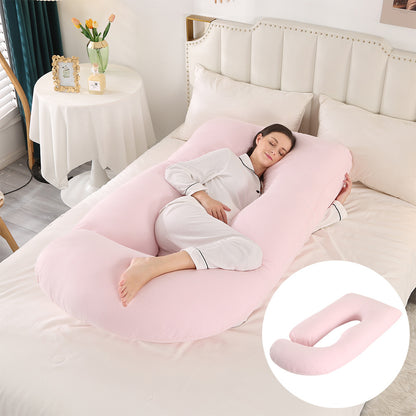 Maternity Pillow Waist Support Side Sleeping Slope Pillow J-type Health DealSniper.net Knitted Powder 65x90x175cm