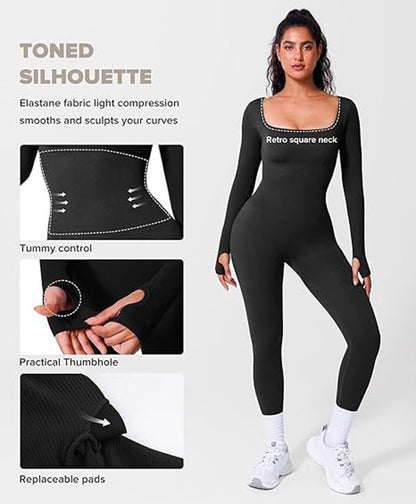 Snatched Waist Body Shaper-Long Sleeve And Full Leg