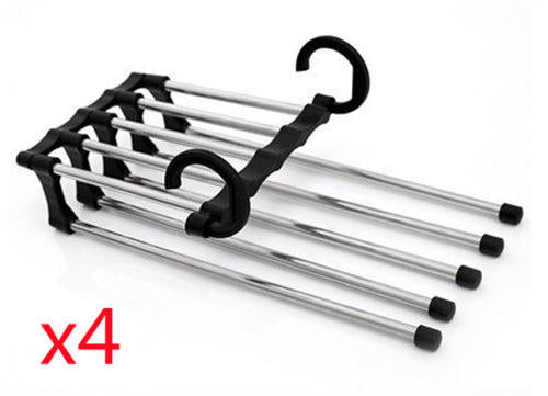 5 In 1 Wardrobe Hanger Multi-functional Clothes Hangers Rack House DealSniper.net Black 47x18cm 4PCS