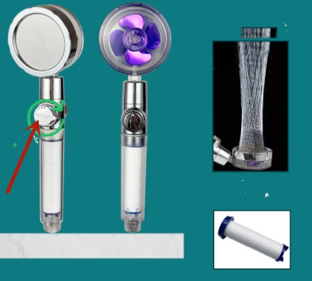 New Turbo Propeller Shower Head Water Saving High Pressure Flow