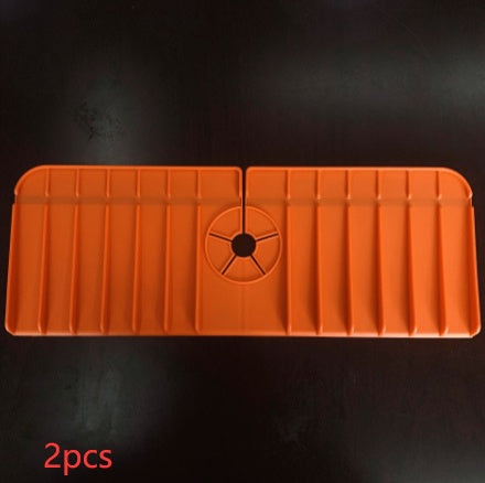 Kitchen Silicone Faucet Absorbent Mat Sink Splash Guard Kitchen dealsniper-net Orange 2styles 2PCS