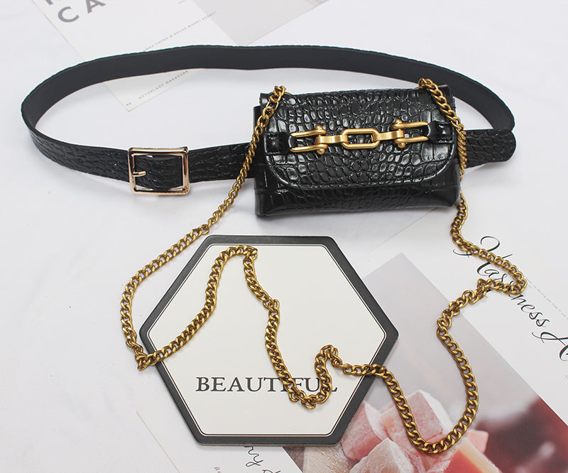Womens Runway Fashion PU Leather Chain Bag Cummerbunds Female Women DealSniper.net
