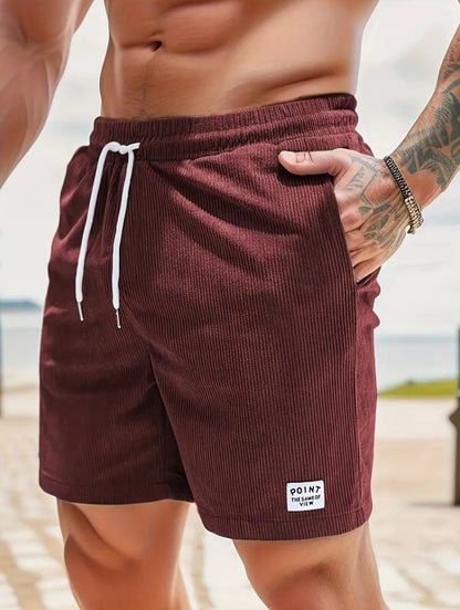 Lace-up Drawstring Shorts Summer Corduroy Sports Short Pants Mens Clothing Men dealsniper-net 2XL Wine Red 1PC