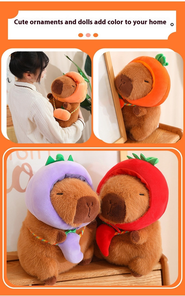 Vegetable Water Guinea Pig Doll Capabala Plush Doll Headgear Detachable Kids dealsniper-net