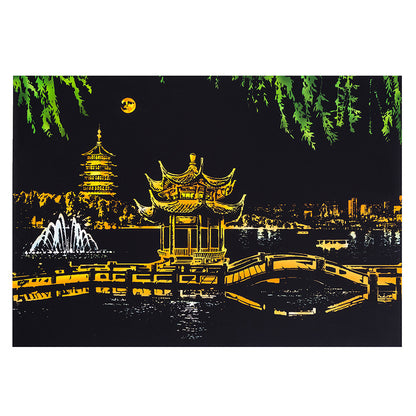 City night scratch painting Home Decor DealSniper.net Hangzhou West Lake 40.5X28.5cm