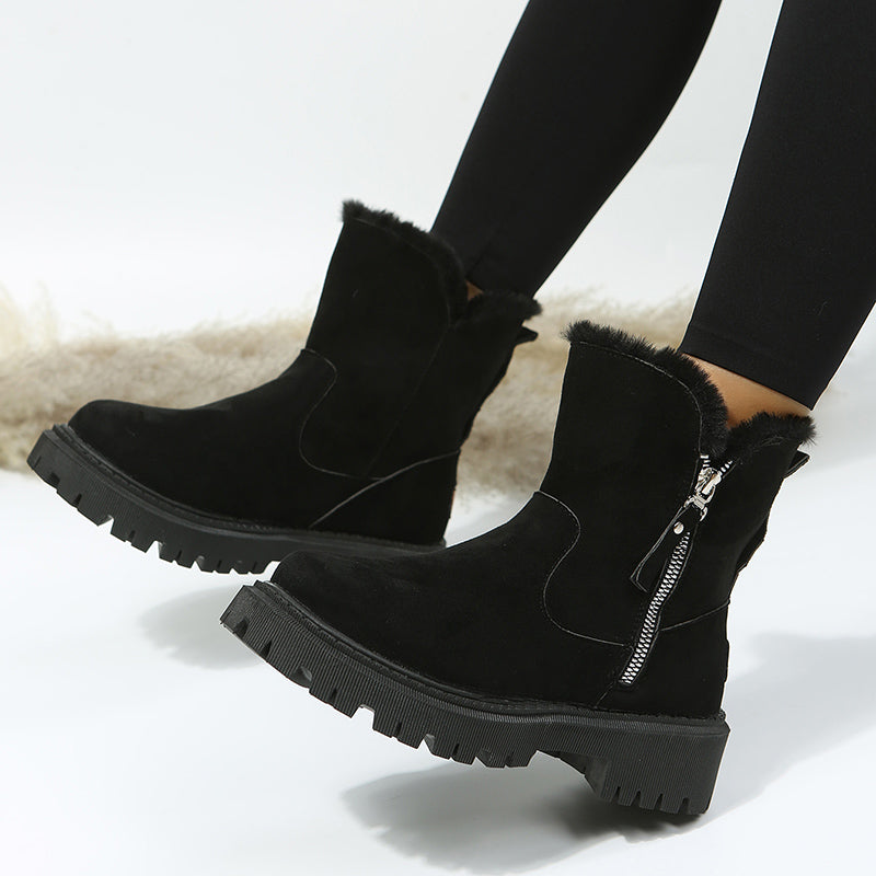 Thick Plush Snow Boots Women Faux Suede Non-slip Winter Shoes Women DealSniper.net