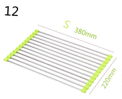 Folding Kitchen Drain Sink Rack Stainless Steel Kitchen DealSniper.net Green 12 S