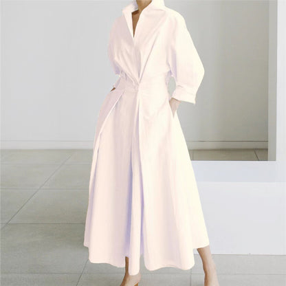 Long-sleeve Blouse Elastic Waist Swing Dress Women DealSniper.net