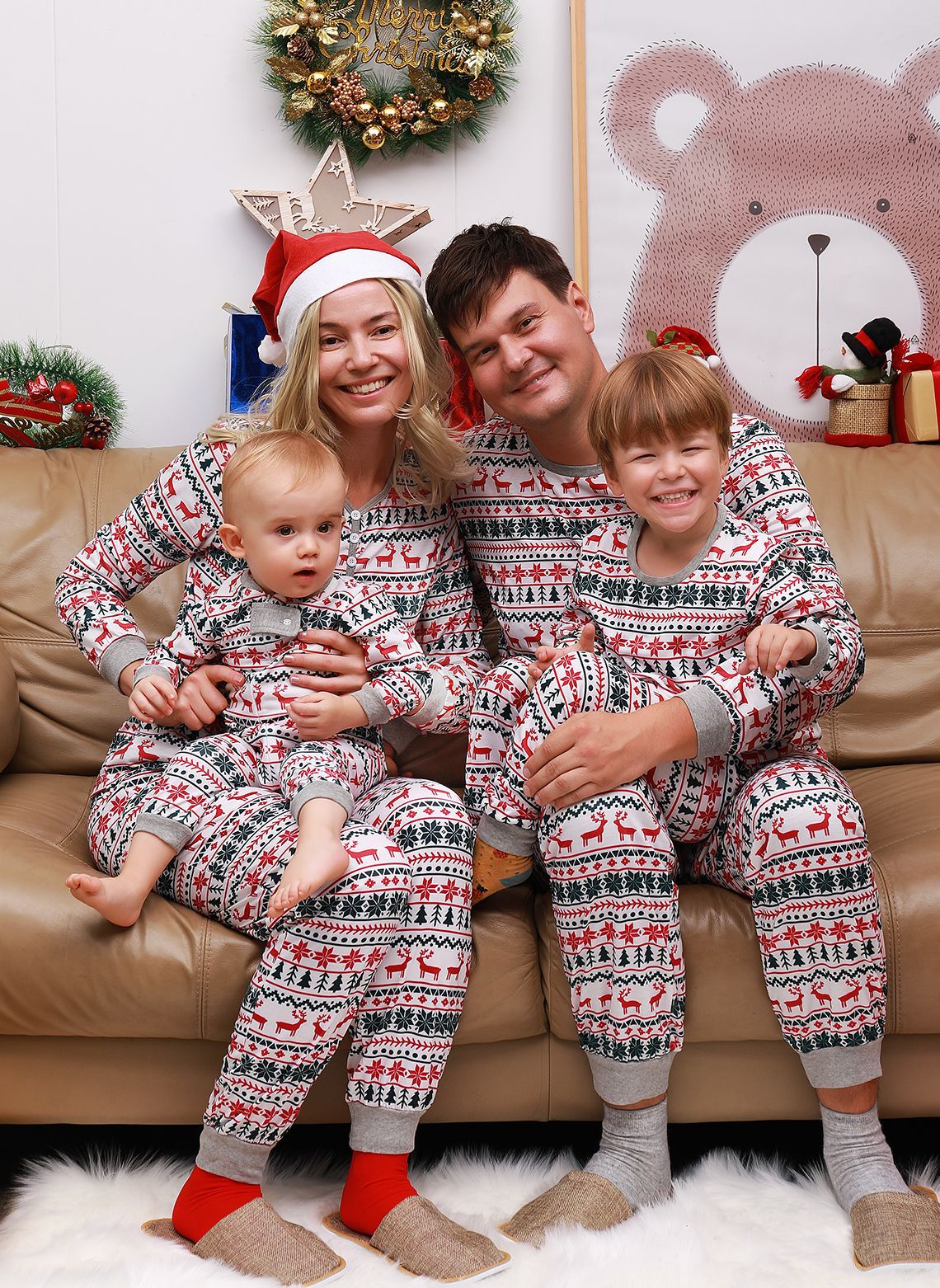 Christmas Pajamas Family Matching New Year Father Mother Kids Deals DealSniper.net Picture color Baby 12M