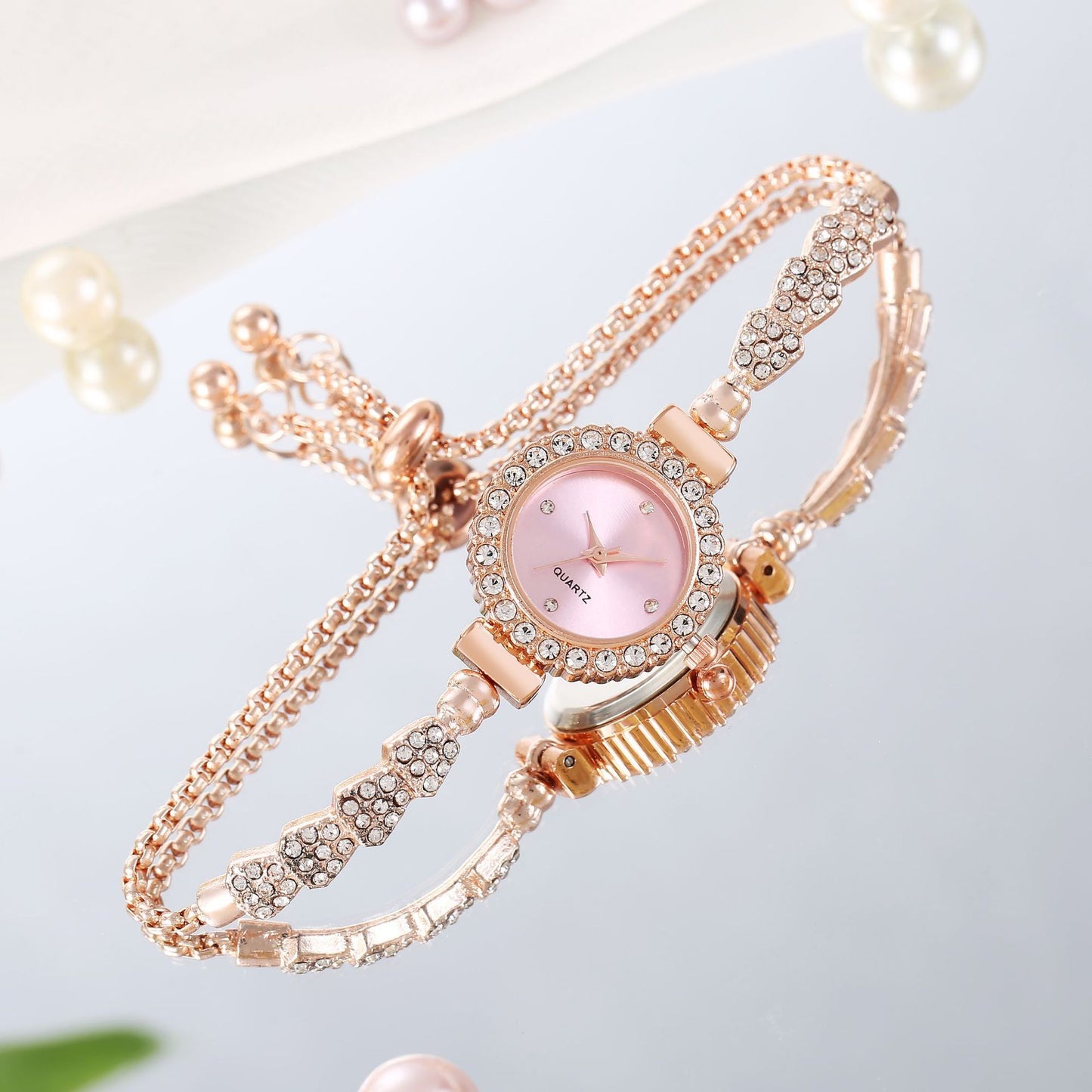 Fashion Luxury Women's Watch Gold Fine Strap Jewelry dealsniper-net Pink