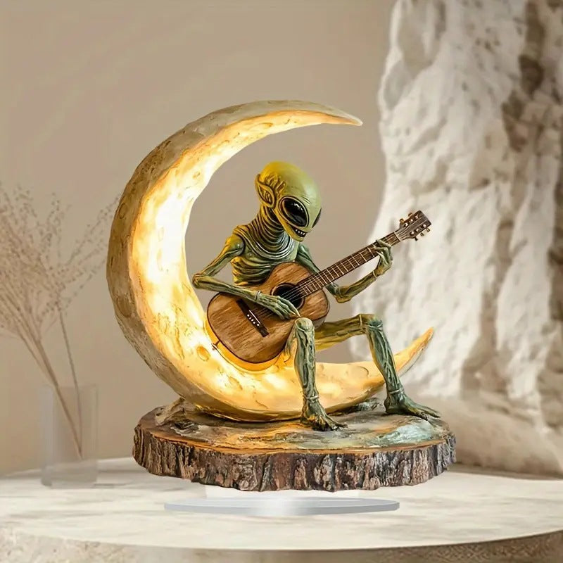 Alien Moon Guitarist Acrylic Home Office Decorations Ornaments Home Decor Gym From House