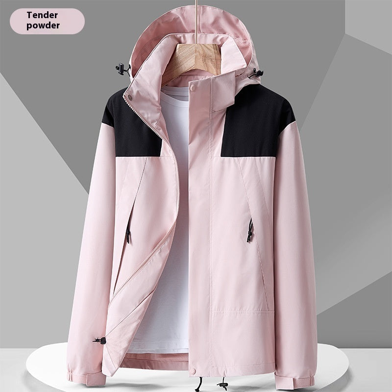 Hooded Windbreaker Unisex Fashion Color block Men DealSniper.net Unlined Coat Baby Pink 2XL