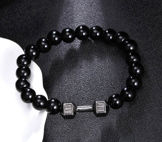 Men's And Women's Natural Stone Turquoise New Beaded Bracelet Jewelry Gym From House Bright Stone Gun Black