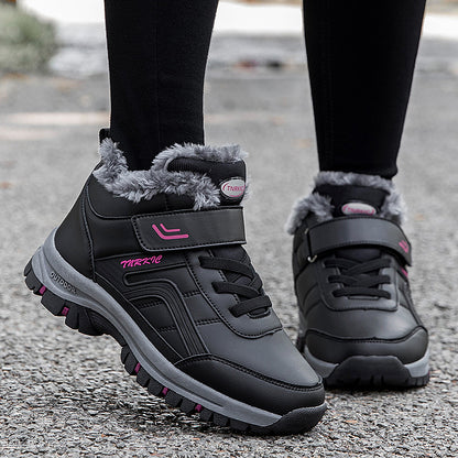 Winter Boots Women Men Warm Plush Velcro Snow Boots Climbing Hiking Shoes Women DealSniper.net Black purple Size35