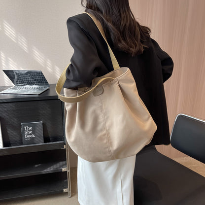 Large Capacity Totes Simple Commuting Daily Shopping Shoulder Bag Women dealsniper-net Khaki