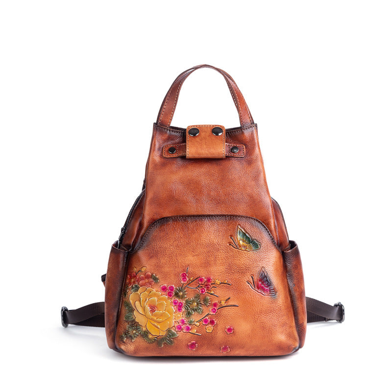 New Retro Rubbed Color First Layer Cowhide Handbags Women Gym From House Brown
