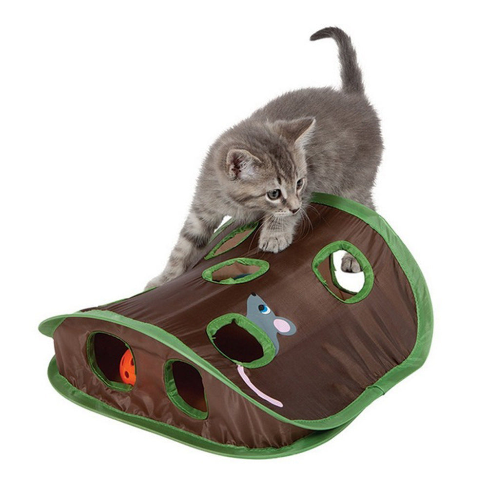 Cute Pet Cat Interactive Hide Seek Game 9 Holes Tunnel Pets DealSniper.net Green