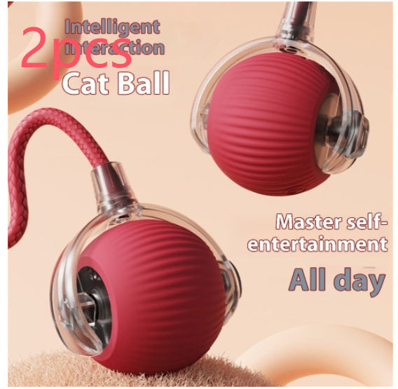 Electric Cat Toy Automatic Cat Ball Self-entertainment Rolling Ball Pets DealSniper.net Red with rope Birdsong 2PCS