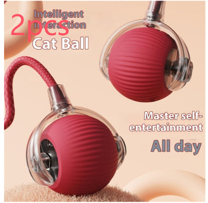 Electric Cat Toy Automatic Cat Ball Self-entertainment Rolling Ball Pets DealSniper.net Red with rope Birdsong 2PCS